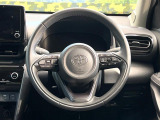 【純正革巻きステアリング】上質な革を使用することで、手にしっかり馴染みとても運転しやすいハンドルです♪