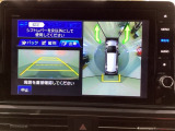 マルチビューカメラシステム搭載車です。お車の周囲を全方位でカバーします。後方・前方・両脇と、コンディションが悪い視界でもカラーモニターに映し出した映像がドライバーをサポートします。