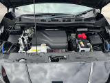 電気自動車ですのでモータールームです。ヘッドカバーのように見えるのはインバーターユニットです。起動用の12Vバッテリーを備えています。
