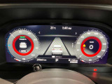 エクストレイル専用メーターです。大型ディスプレイのメータ表示を変更が可能です。充電状態や回生充電状態などプロパイロットの状態などもドライバーに見やすく設計しています。