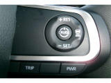 ステアリングスイッチ付き。前方から目を離すことなく、主に運転支援系の操作ができます。