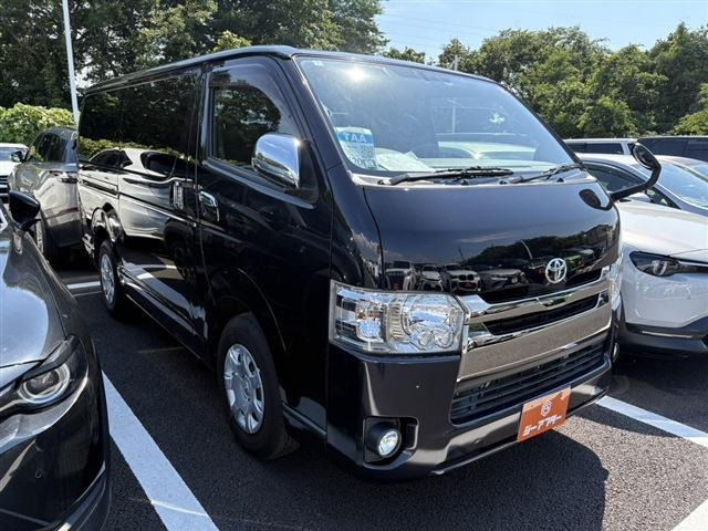 ハイエースバン 2.0 スーパーGL ダークプライム ロング 黒ハーフレザーシート 社外ナ...