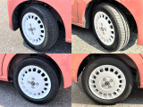155/65R14 ボレロ専用純正アルミホイール装着。