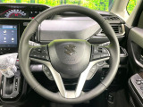 【純正革巻きステアリング】上質な革を使用することで、手にしっかり馴染みとても運転しやすいハンドルです♪