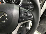 ハンドルにスイッチがたくさんついています。右はクルーズコントロールのスイッチで走行中も運転姿勢を崩すことなく設定できます。