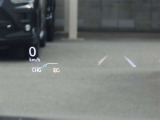 (ヘッドアップディスプレイ)フロントガラスに走行スピードが表示され、少ない視野移動で確認出来て便利です。