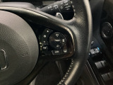 ステアリングの裏側、左右にパドルシフトがついています。右が+、左が-の操作でシフトチェンジを行い、エンジンブレーキなどのマニュアル操作ができます。