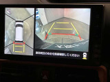 【パノラミックビュー&バックビュー】駐車時の安全確認をする為に車両上方からの映像と後方カメラからのを同時に表示しバックガイドも付いているのでバックの苦手な方でも安心して運転出来ますよ。