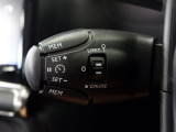 クルーズコントロール/スピードリミッターの操作レバーは、ステアリング左奥に配置。