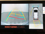 【パノラミックビューモニター】クルマの前後左右に搭載したカメラから取り込んだ画像を合成し、車両を上から見たような画像をディスプレイに表示します。