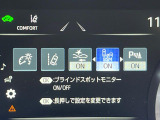 【ブラインドスポットモニター】走行中、ドアミラーの死角になりやすい箇所に後続車が接近するとサイドミラーのレンズに警告を表示!ドライバーに注意喚起をしてくれます。