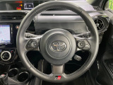 【純正革巻きステアリング】上質な革を使用することで、手にしっかり馴染みとても運転しやすいハンドルです♪