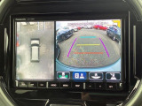 360度モニター。クルマの前後左右に備えたカメラを活用し、トップビュー・フロントビュー・リアビュー・左右サイドビューの映像をセンターディスプレイに表示し、確認しづらいエリアの安全確認をサポート!