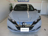 日産らしさを引き立てるフロントマスクの大きなVモーショングリル。NISSANロゴの上部に通常と急速、どちらも備えた充電口があります。