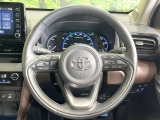 【純正革巻きステアリング】上質な革を使用することで、手にしっかり馴染みとても運転しやすいハンドルです♪