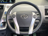 【純正革巻きステアリング】上質な革を使用することで、手にしっかり馴染みとても運転しやすいハンドルです♪