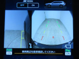 ■リヤビューカメラの映像です。ステアリング連動ガイドラインが、後退時の予想進路を表示し、運転のサポートを致します。