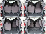 重い荷物も、楽に積み降ろし。ワイドな開口幅と低床設計により、大開口テールゲートを実現。さらに、3列目シートを左右にはね上げれば、広大な荷室が出現します。