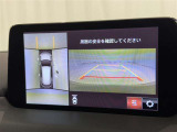 【パノラミックビューモニター】クルマの前後左右に搭載したカメラから取り込んだ画像を合成し、車両を上から見たような画像をディスプレイに表示します。