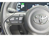 ステアリングスイッチ付き。前方から目を離すことなく操作することが可能です。