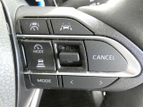 ステアリングスイッチでクルーズコントロール機能の操作ができます。長距離の高速走行時の疲労軽減や燃費に役立ちます。