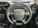 【純正革巻きステアリング】上質な革を使用することで、手にしっかり馴染みとても運転しやすいハンドルです♪