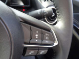 ステアリングスイッチで、先行車に自動追従するアダプティブクルーズコントロールが作動可能。設定した車速内での車間距離を自動で調整・維持。高速道路の渋滞時もアクセル・ブレーキ操作から解放されます。