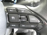ステアリングスイッチでクルーズコントロール機能の操作ができます。長距離の高速走行時の疲労軽減や燃費に役立ちます。