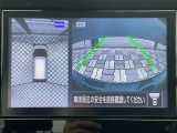 アラウンドビューモニター。前後左右の4つのカメラで車を上から見たような映像をナビ画面に映すので人や物を確認できとても安全です。