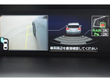 サイドビュー表示 黄色のガイドラインは車体からの距離約30cm、車両先端、ホイールセンターの位置を示しドライバーをアシストします。