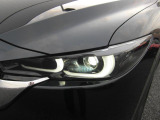 アダプティブLEDヘッドライトは30km/h以上で前方・対向車の部分のみ減光して照射することで相手ドライバーをまぶしくさせることなく明るい視界を確保し、95km/h以上ではヘッドランプの照射角度を上に