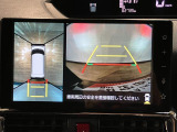 車輌の前後左右に搭載した4つのカメラから取り込んだ画像を合成し、くるまを真上からみているような映像を表示。運転席から確認しにくい車輌周囲の状況を把握できまよ ♪
