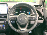 【純正革巻きステアリング】上質な革を使用することで、手にしっかり馴染みとても運転しやすいハンドルです♪