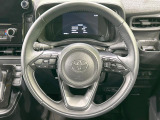 【純正革巻きステアリング】上質な革を使用することで、手にしっかり馴染みとても運転しやすいハンドルです♪