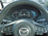 ステアリングには各種スイッチを配置。左手は主にオーディオの操作を、右手は「レーダークルーズコントロール」の操作を行えます。