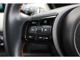 ハンドル左部分にはオーディオコントロールスイッチがついています。運転中も視線をそらさずにオーディオ操作ができ安心です!