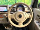 【純正革巻きステアリング】上質な革を使用することで、手にしっかり馴染みとても運転しやすいハンドルです♪