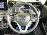 【純正革巻きステアリング】上質な革を使用することで、手にしっかり馴染みとても運転しやすいハンドルです♪