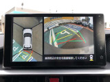 全周囲の画像が表示されます。 運転席から見づらい個所なども、上空から見たような映像で確認できます。  映像の切替もでき、後方確認だけでなく大変便利な機能です。