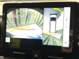 【パノラミックビューモニター】専用のカメラにより、上から見下ろしたような視点で360度クルマの周囲を確認することができます☆死角部分も確認しやすく、狭い場所での切り返しや駐車もスムーズに行えます。