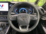 【純正革巻きステアリング】上質な革を使用することで、手にしっかり馴染みとても運転しやすいハンドルです♪