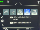 【ブラインドスポットモニター】走行中、ドアミラーの死角になりやすい箇所に後続車が接近するとサイドミラーのレンズに警告を表示!ドライバーに注意喚起をしてくれます。