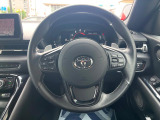 【純正革巻きステアリング】上質な革を使用することで、手にしっかり馴染みとても運転しやすいハンドルです♪