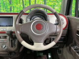 【純正革巻きステアリング】上質な革を使用することで、手にしっかり馴染みとても運転しやすいハンドルです♪
