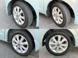 155/65R14 純正アルミホイール装着。タイヤはまだまだ使えます。