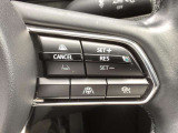 ステアリングスイッチで、先行車に自動追従するアダプティブクルーズコントロールが作動可能。設定した車速内での車間距離を自動で調整・維持。高速道路の渋滞時もアクセル・ブレーキ操作から解放されます。