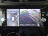 アラウンドビューモニター画像になります。4方向のカメラ画像を合成をし、上から見たような画像にしバック駐車時の死角を無くします。