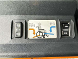 車いす固定装置の操作パネルです。詳しくはスタッフまでお尋ねください。