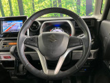 【純正革巻きステアリング】上質な革を使用することで、手にしっかり馴染みとても運転しやすいハンドルです♪