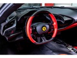 LED付カーボンファイバー・ステアリング+カラーレザーステアリングホイール(RossoFerrari)